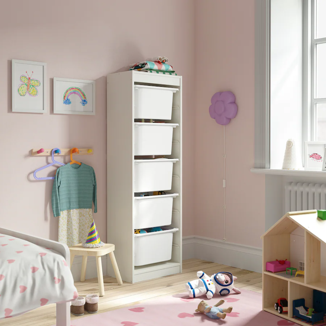 TROFAST Storage combination with boxes, white/white, 46x30x146 cm