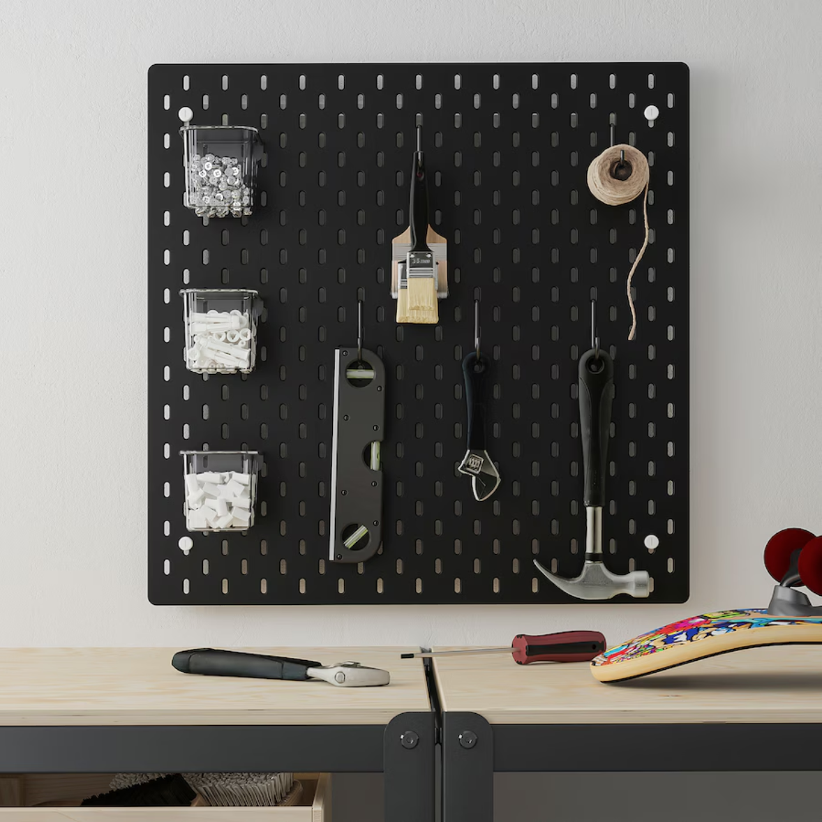 SKÅDIS Pegboard combination, black, 56x56 cm