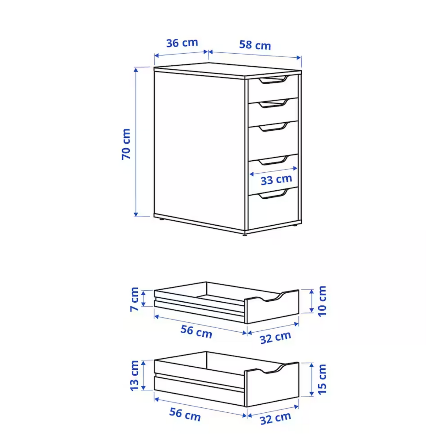 ALEX Drawer unit, black-brown, 36x70 cm
