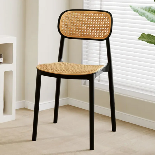 NORDIC RATTAN CHAIR, Black, Rattan, plastic dinning chair