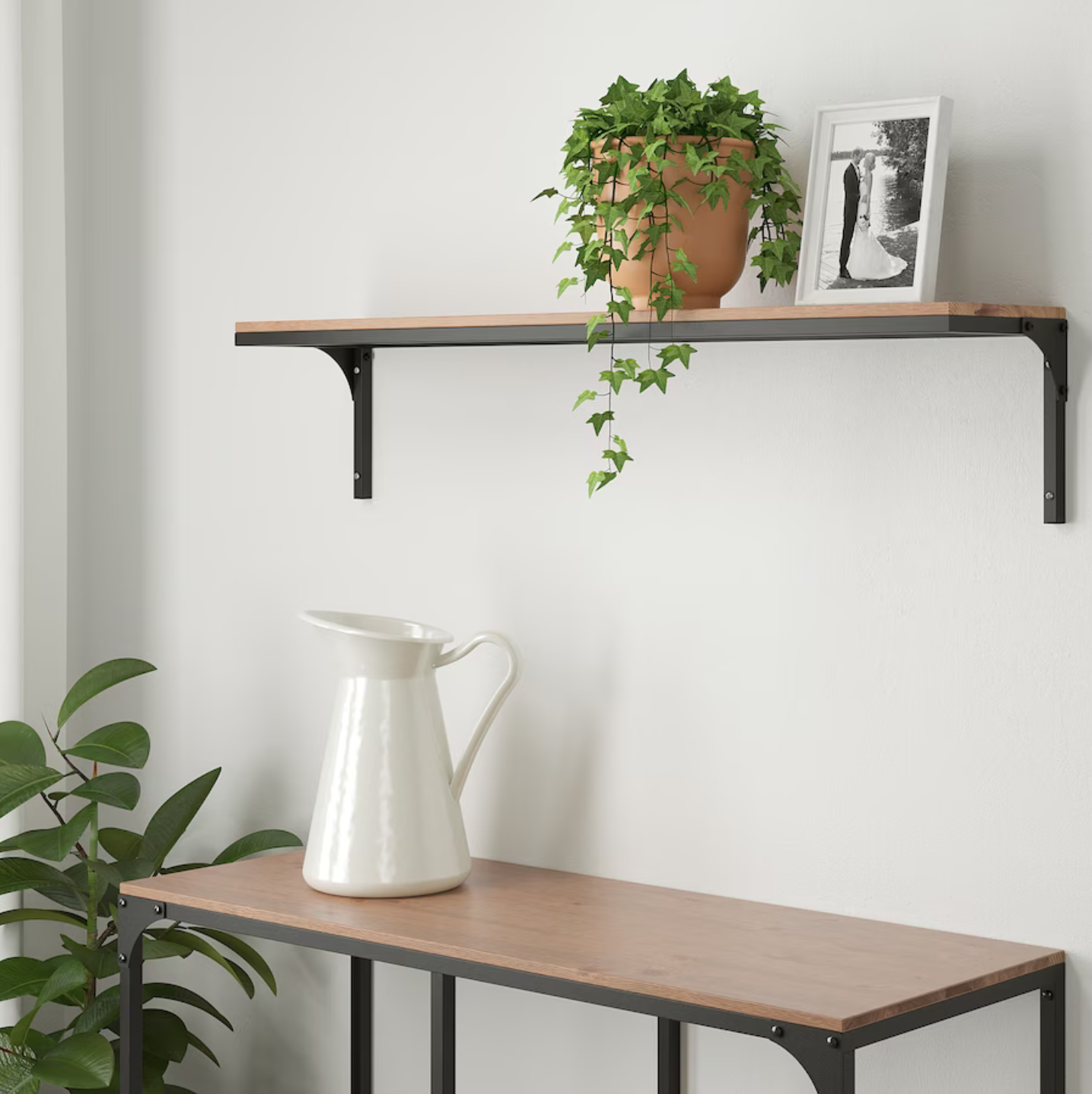 FJÄLLBO Wall shelf, black, 101x20 cm