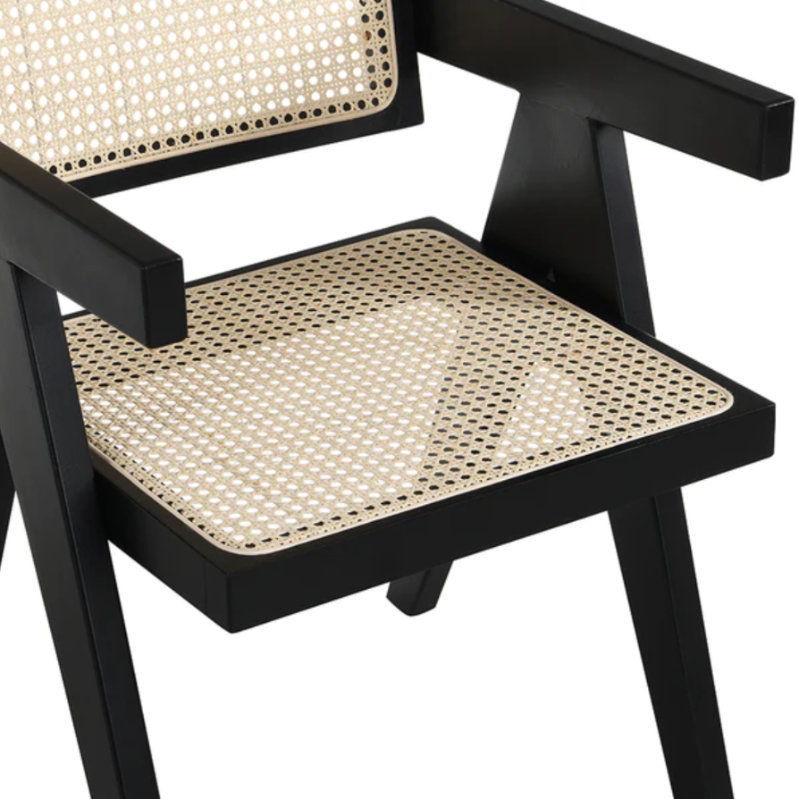 WOODEN RATTAN CHAIR BLACK