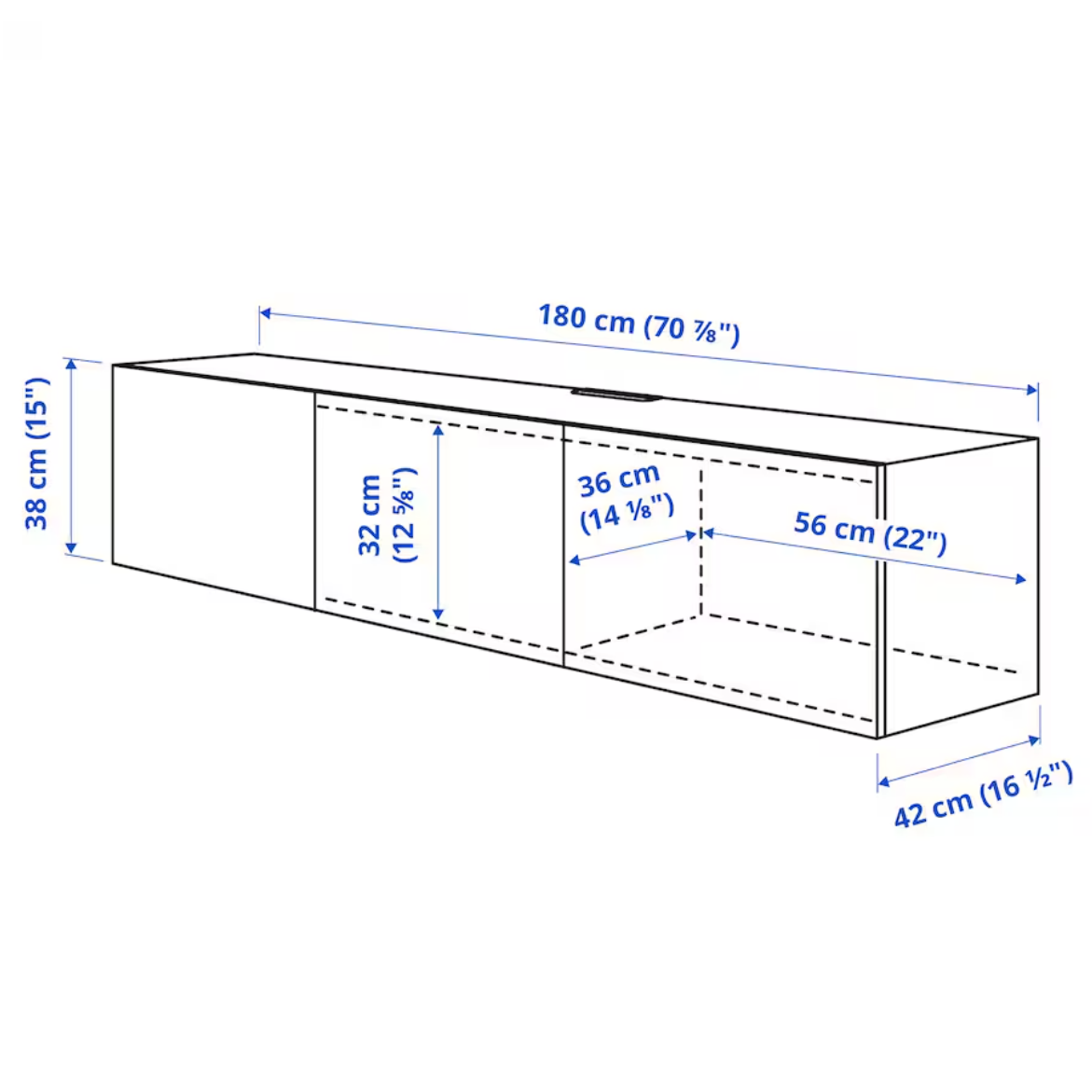 BESTA TV bench with doors, white/Lappviken white, 180x42x38 cm