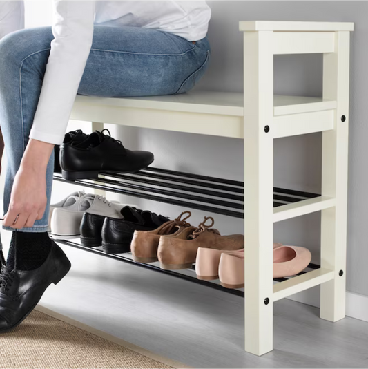 HEMNES Bench with shoe storage, white, 85x32x65 cm