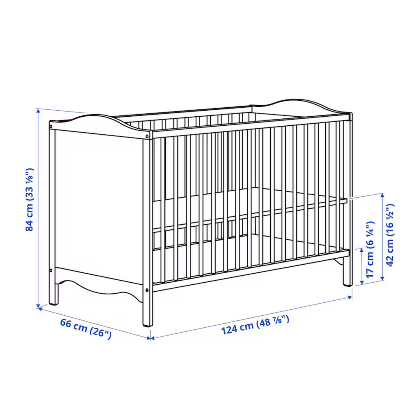 SMAGORA Cot, white, 60x120 cm