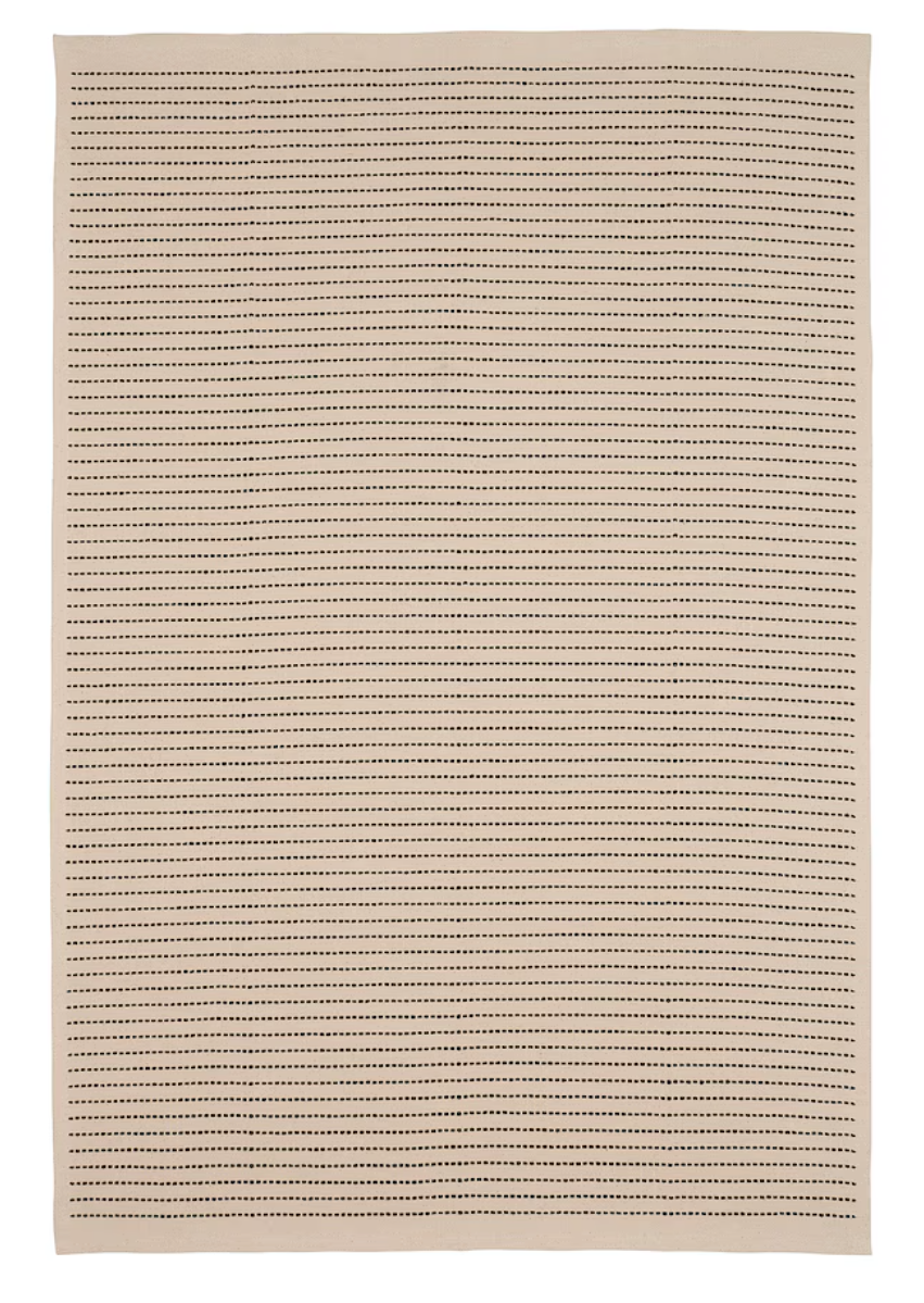 STARREKLINTE Rug, flatwoven, natural/black, 185x280 cm