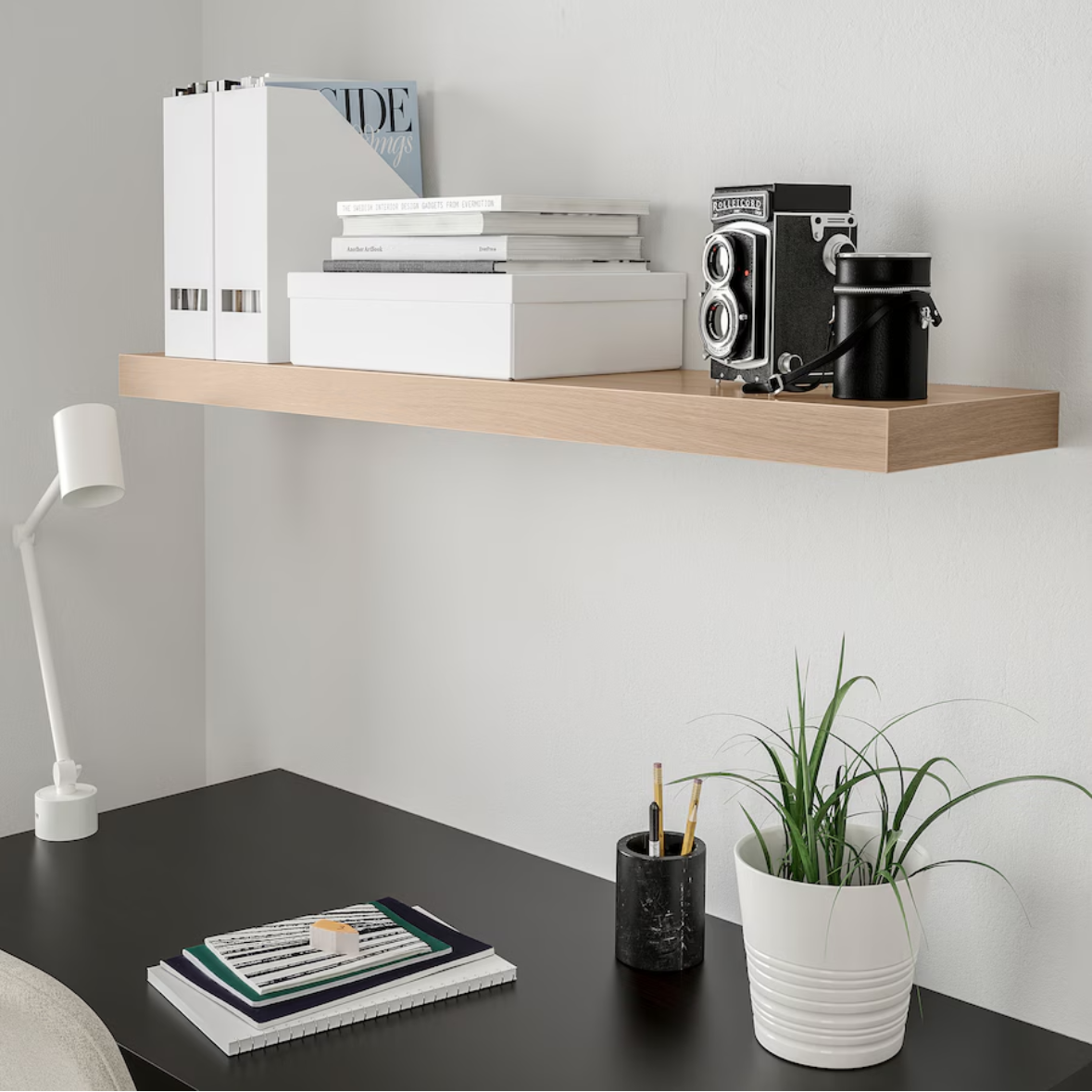 LACK Wall shelf, white stained oak effect, 110x26 cm