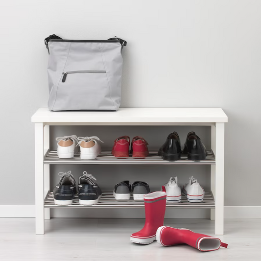 TJUSIG Bench with shoe storage, white, 81x34x50 cm