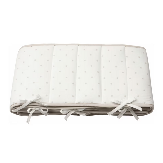 LENAST Bumper pad, dotted/white grey, 60x120 cm