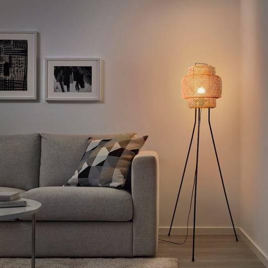 SINNERLIG Floor lamp, bamboo/handmade