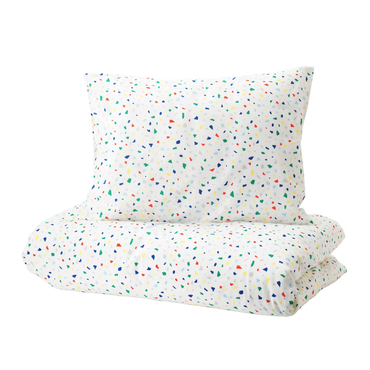 MOJLIGHET Duvet cover and pillowcase, white/mosaic patterned