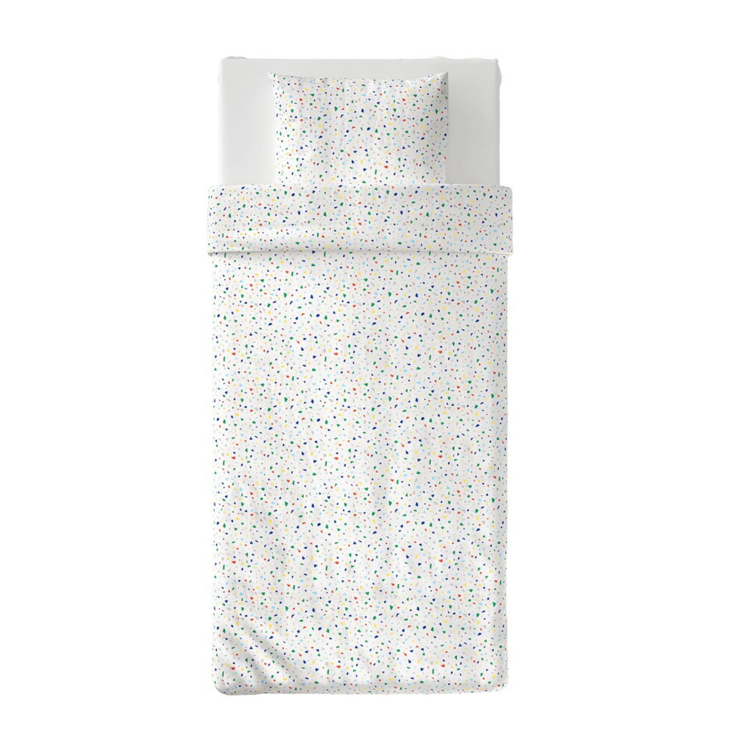 MOJLIGHET Duvet cover and pillowcase, white/mosaic patterned