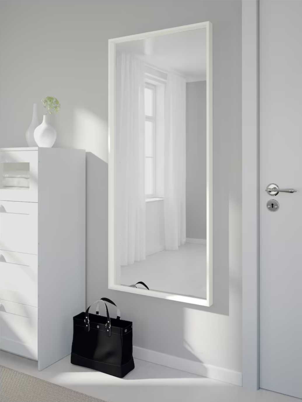 NISSEDAL Mirror, white, 65x150 cm