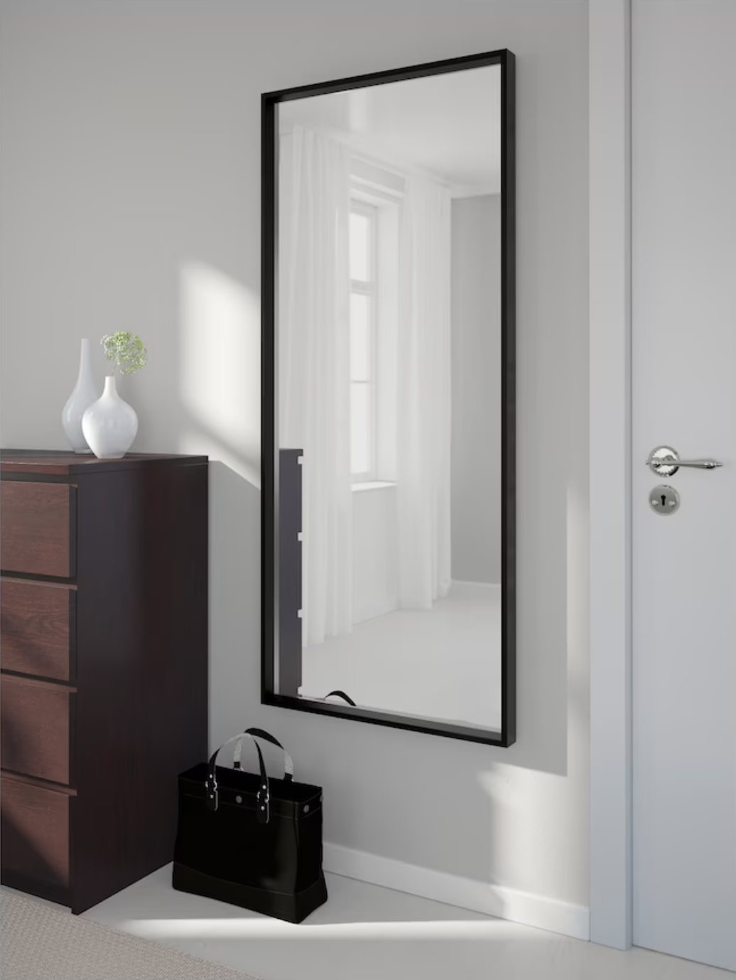 NISSEDAL Mirror, black, 65x150 cm