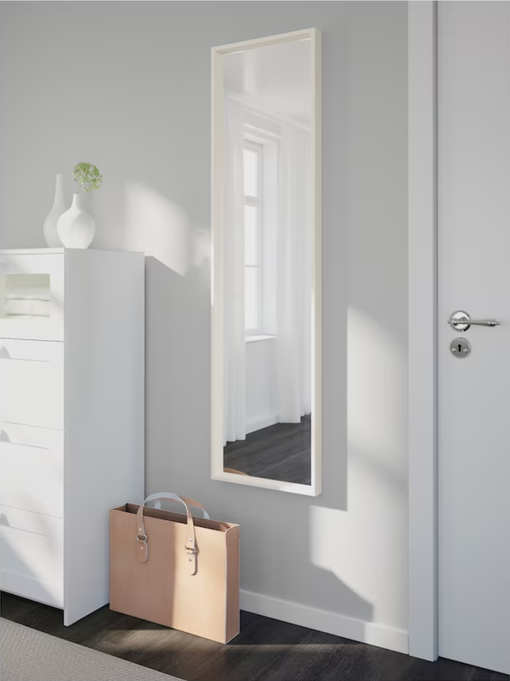 NISSEDAL Mirror, white, 40x150 cm