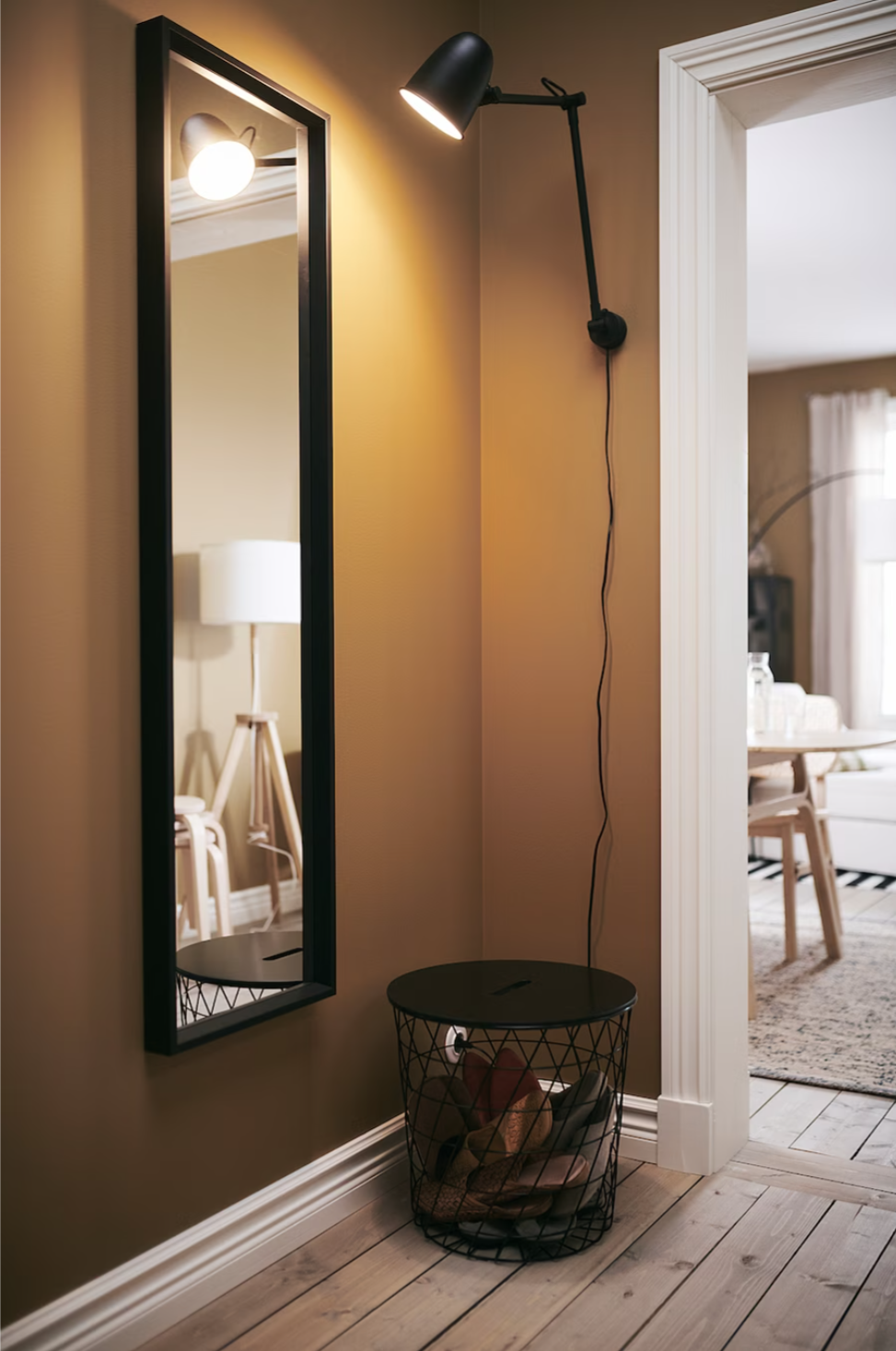 NISSEDAL Mirror, black, 40x150 cm