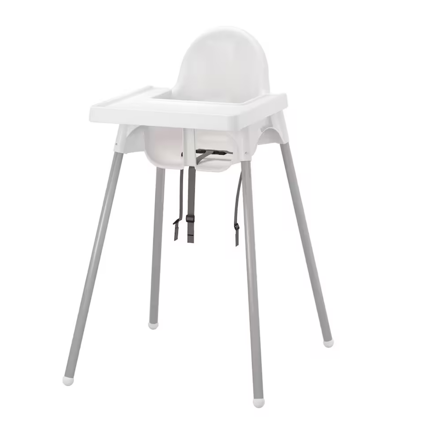 ANTILOP Highchair with tray, white/silver-colour