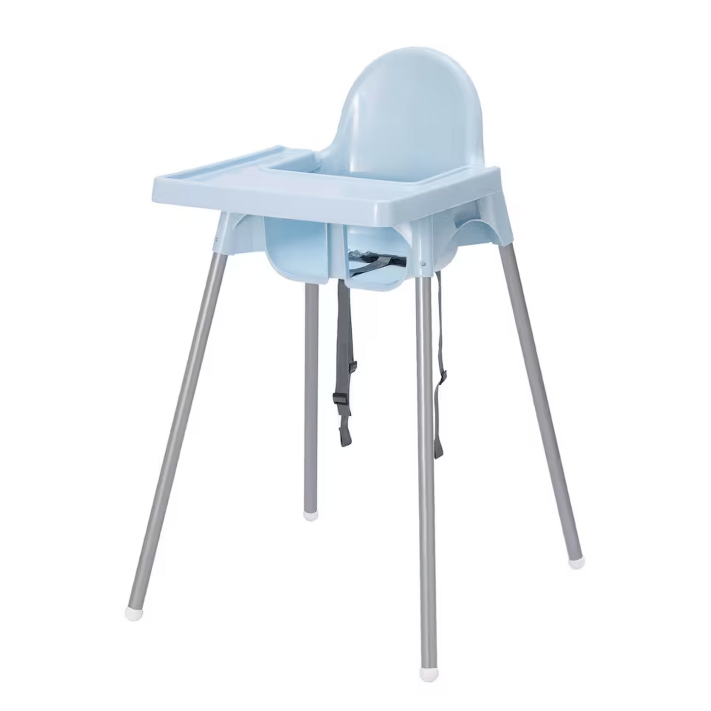 ANTILOP Highchair with tray, light blue/silver-colour