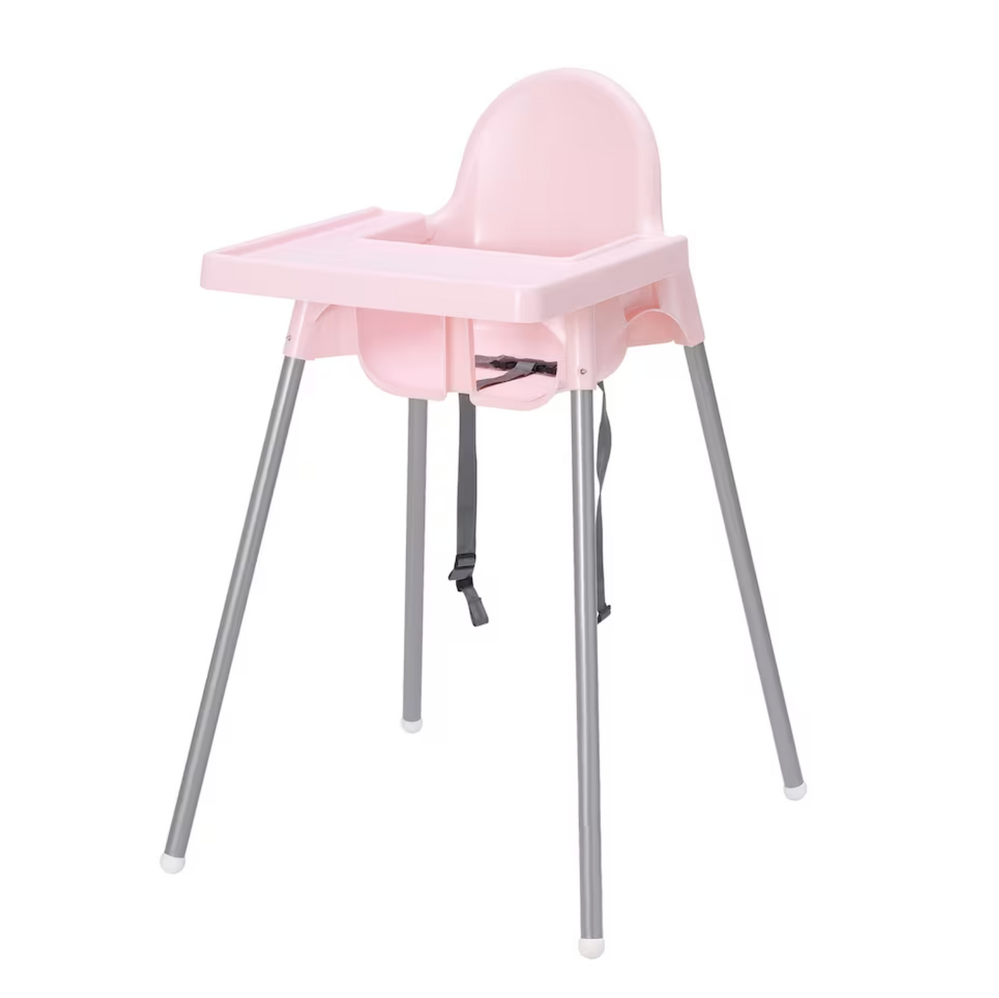 ANTILOP Highchair with tray, pink/silver-colour