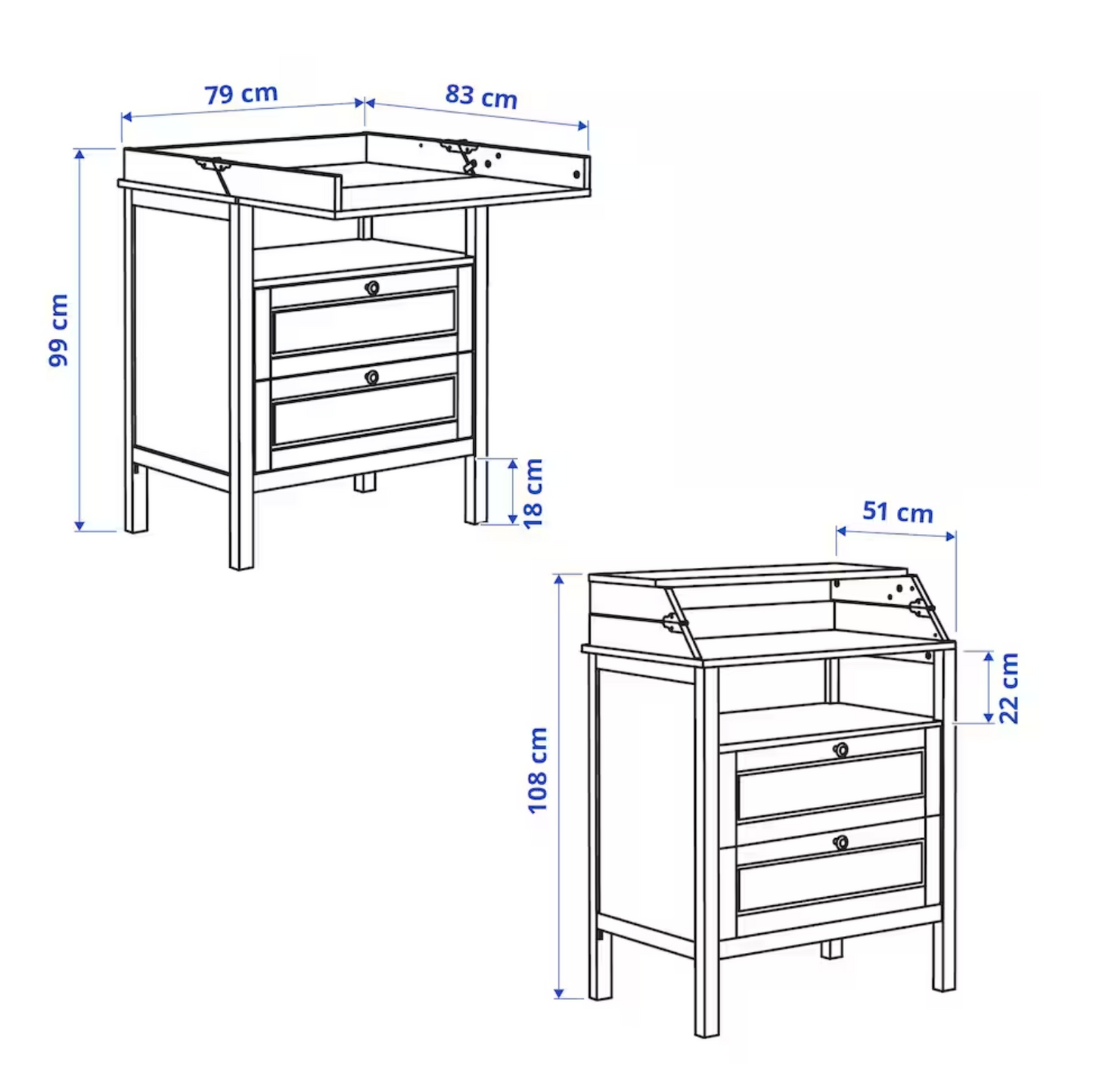 SUNDVIK Changing table/chest of drawers, white