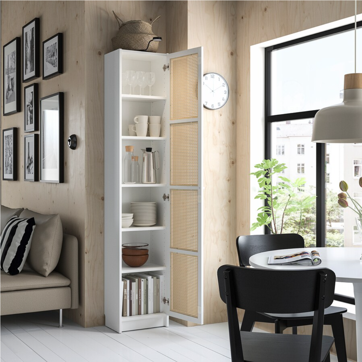 BILLY / HÖGADAL Bookcase with doors, white, 40x30x202 cm