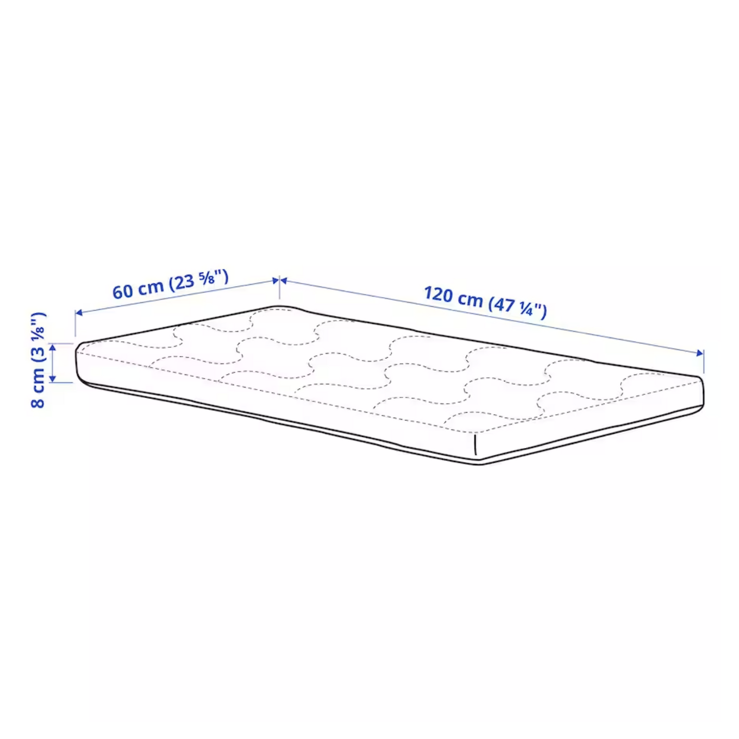 KRUMMELUR Foam mattress for cot, 60x120x8 cm