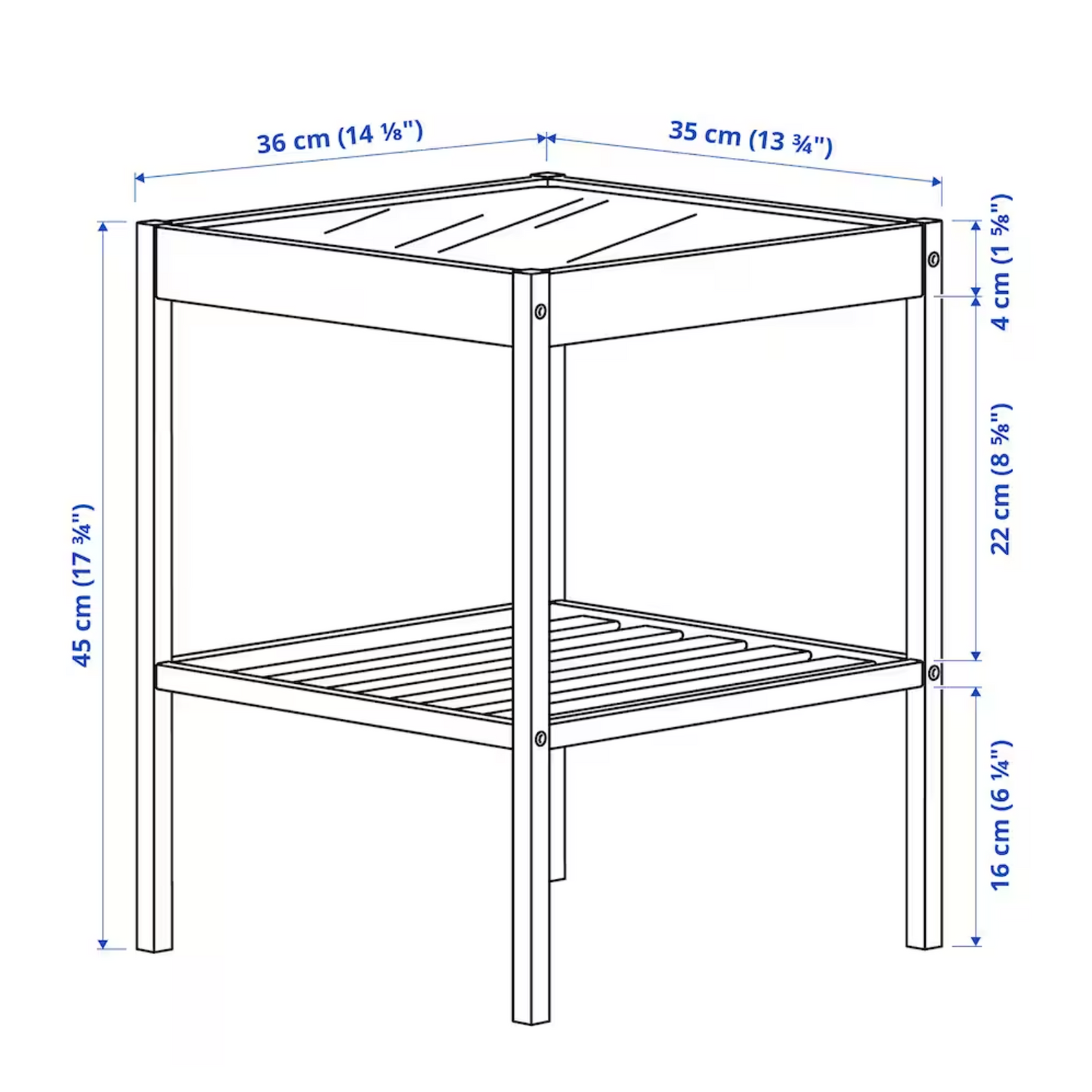 NESNA Bedside table, bamboo, 36x35 cm