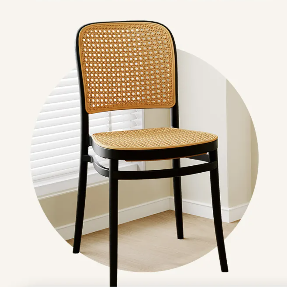 NORDIC RATTAN CHAIR, Black, Rattan, plastic dinning chair