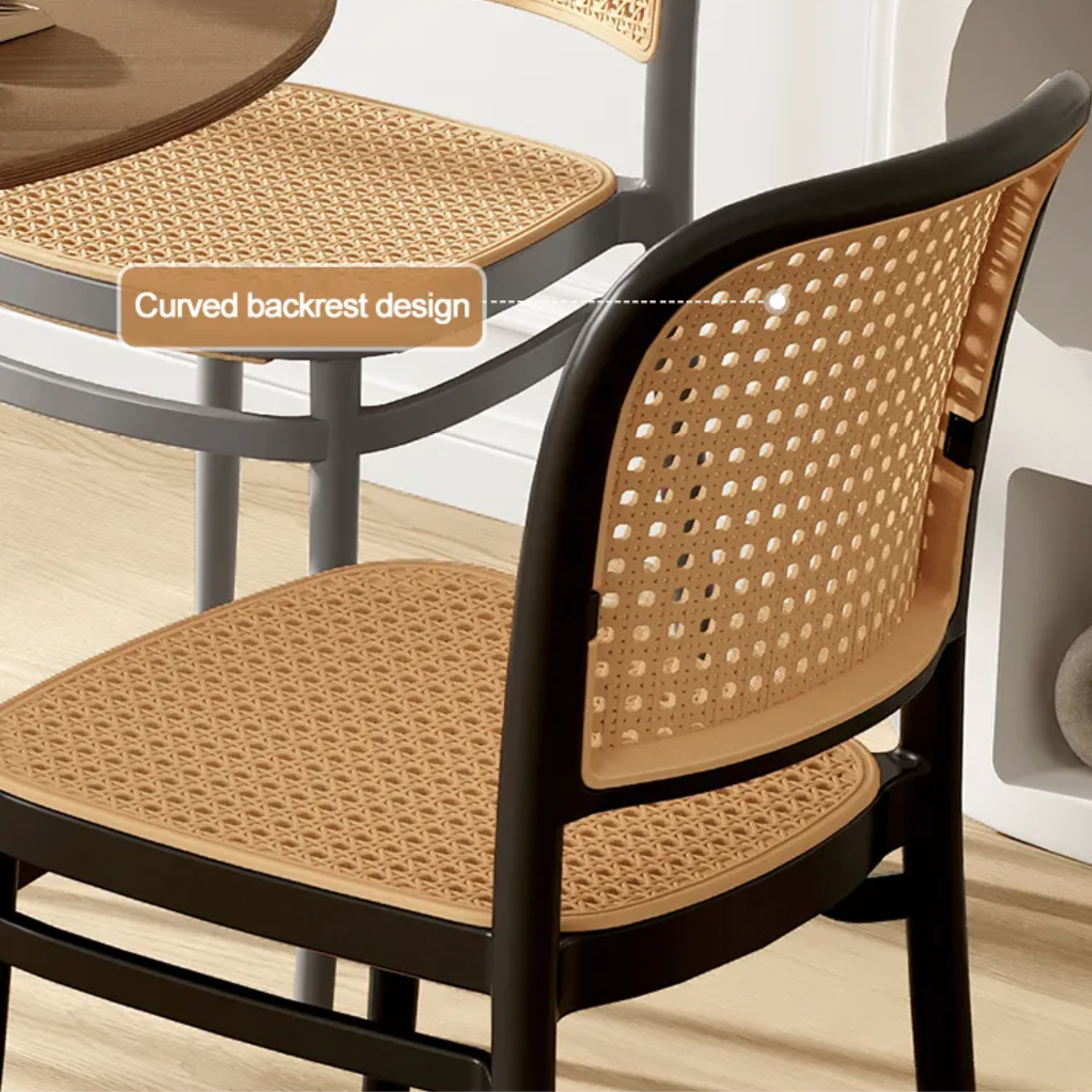 NORDIC RATTAN CHAIR, Black, Rattan, plastic dinning chair