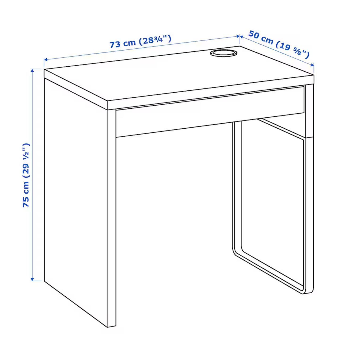 MICKE Desk, white, 73x50 cm