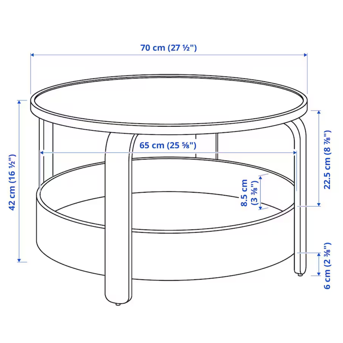 BORGEBY Coffee table, birch veneer, 70 cm