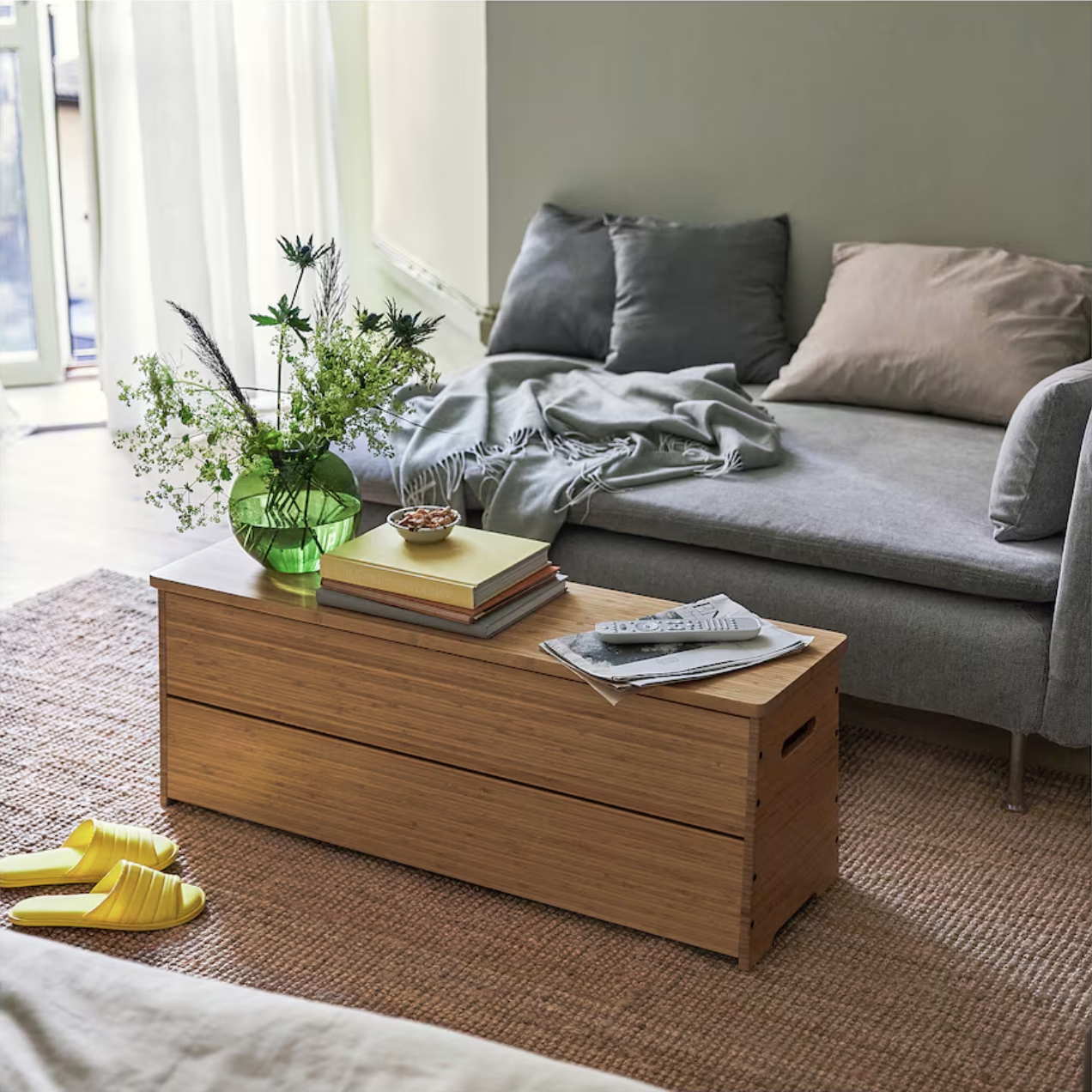 DAJLIEN Bench with storage, bamboo, 100x30x37 cm