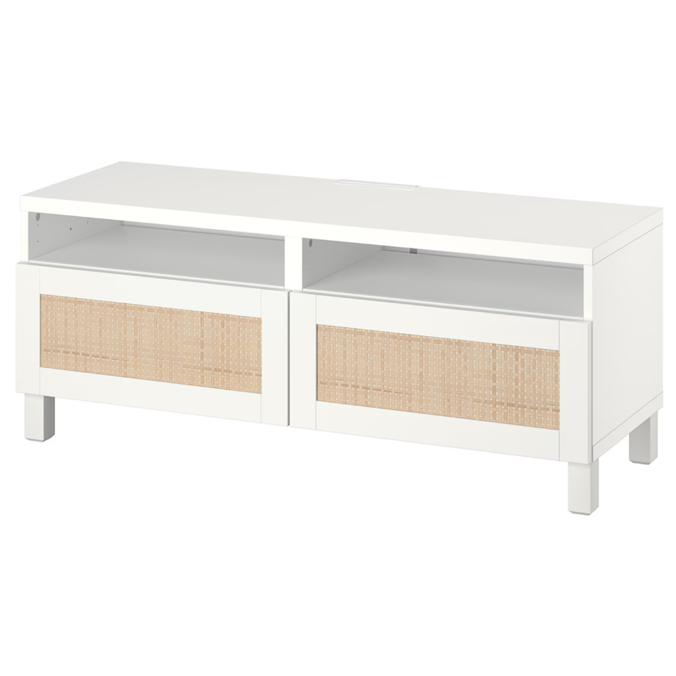 BESTA TV bench with drawers, white/Studsviken/Stubbarp white, 120x42x48 cm