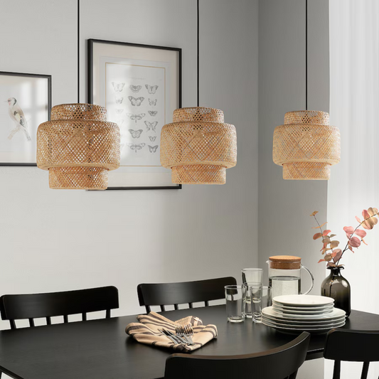 SINNERLIG Pendant lamp, bamboo/handmade, 27 cm