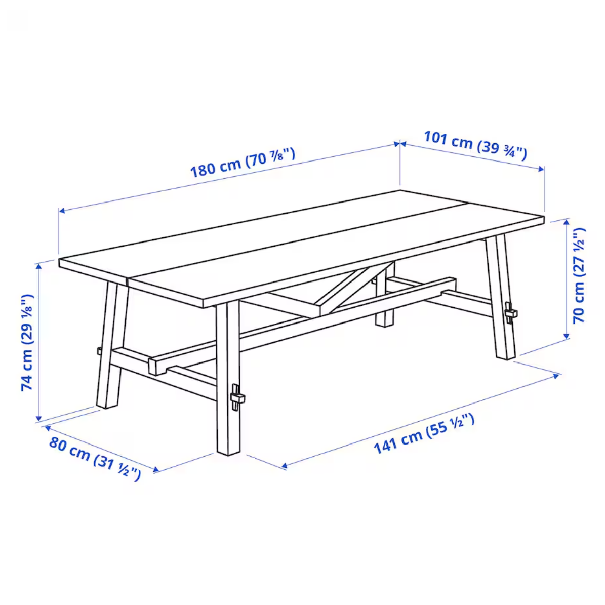 SKOGSTA Table, acacia, 180x101x74 cm